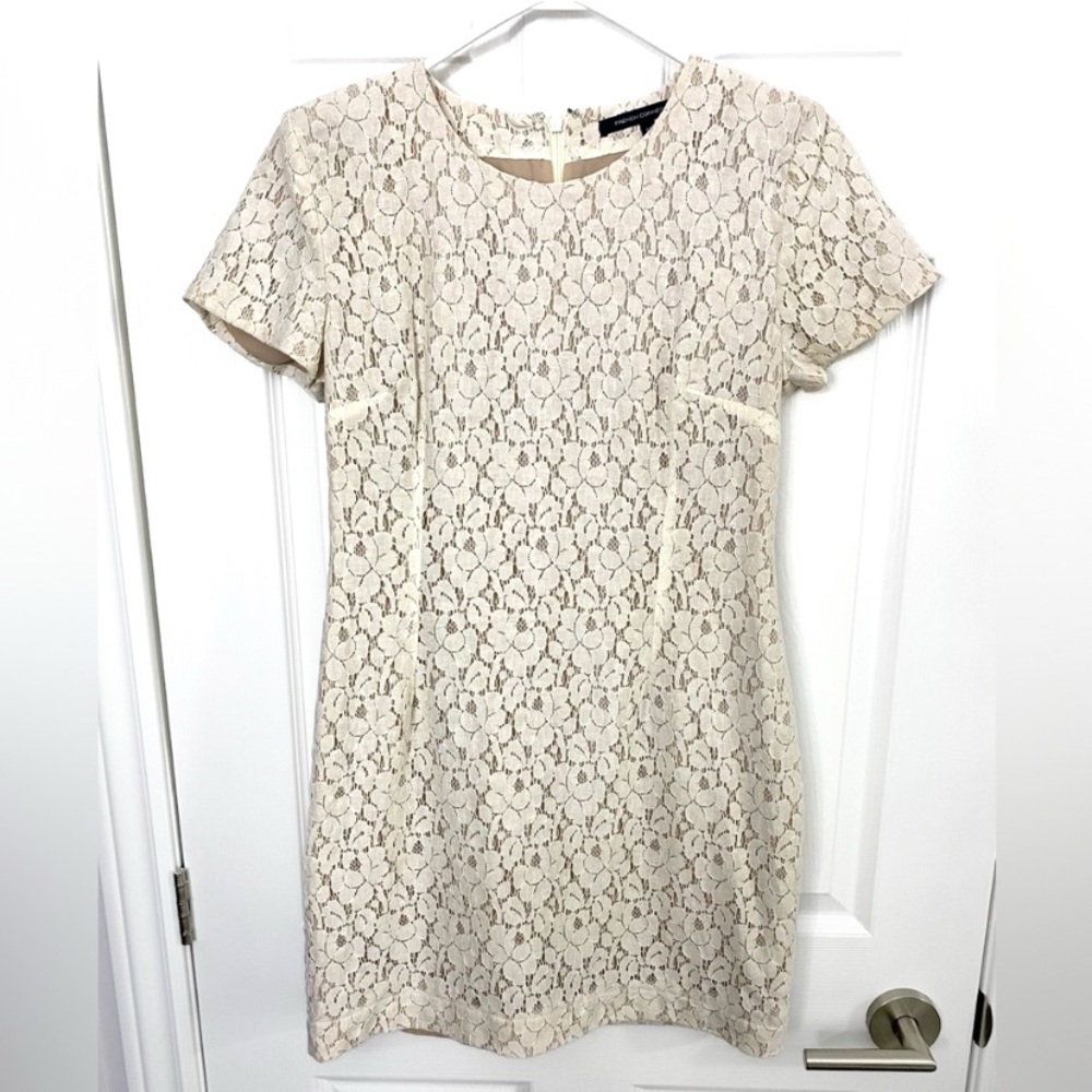NWOT - Ivory Lace Short Sleeve Mini Dress